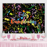 Lofaris Black And Color Graffiti Happy Birthday Backdrop